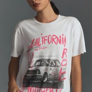 White Graphic T-Shirt with Pink and Black Print